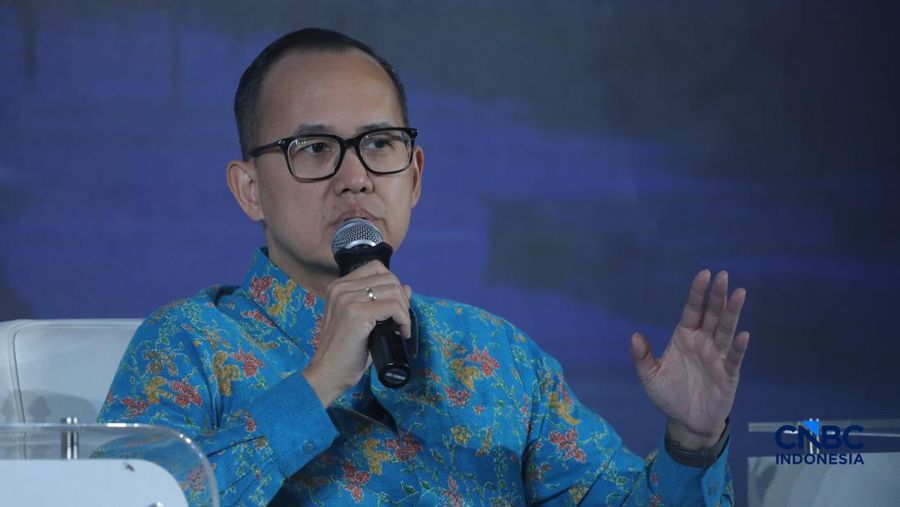Corporate Affairs Director PT Frisian Flag Indonesia, Andrew Saputro dalam acara CNBC Indonesia Food Summit 2026, di Menara Bank Mega, Jakarta, Senin, (27/4/2026). (CNBC Indonesia/Tri Susilo)