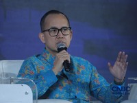 Corporate Affairs Director PT Frisian Flag Indonesia, Andrew Saputro dalam acara CNBC Indonesia Food Summit 2026, di Menara Bank Mega, Jakarta, Senin, (27/4/2026). (CNBC Indonesia/Tri Susilo)