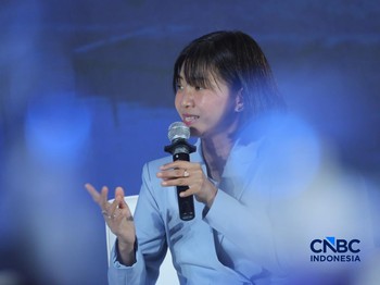 Director of Public Policy, Government Affairs & Corporate Communications PepsiCo, Gabrielle Angriani Johny  memberi pemaparan dalam acara CNBC Indonesia Food Summit 2026, di Menara Bank Mega, Jakarta, Senin, 27/4. (CNBC Indonesia/Tri Susilo)