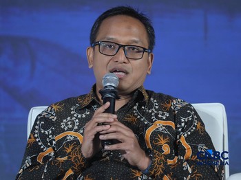 Kepala Biro Perencanaan KKP, Andy Artha Donny Oktopura sebagai dalam acara CNBC Indonesia Food Summit 2026, di Menara Bank Mega, Jakarta, Senin, 27/4. (CNBC Indonesia/Tri Susilo)