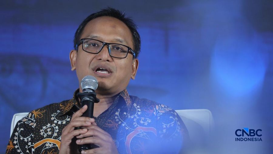 Kepala Biro Perencanaan KKP, Andy Artha Donny Oktopura sebagai dalam acara CNBC Indonesia Food Summit 2026, di Menara Bank Mega, Jakarta, Senin, 27/4. (CNBC Indonesia/Tri Susilo)