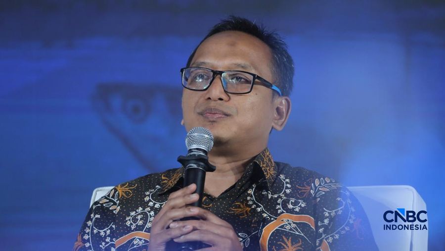 Kepala Biro Perencanaan KKP, Andy Artha Donny Oktopura sebagai dalam acara CNBC Indonesia Food Summit 2026, di Menara Bank Mega, Jakarta, Senin, 27/4. (CNBC Indonesia/Tri Susilo)