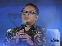 Kepala Biro Perencanaan KKP, Andy Artha Donny Oktopura sebagai dalam acara CNBC Indonesia Food Summit 2026, di Menara Bank Mega, Jakarta, Senin, 27/4. (CNBC Indonesia/Tri Susilo)