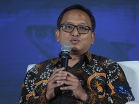 Kepala Biro Perencanaan KKP, Andy Artha Donny Oktopura sebagai dalam acara CNBC Indonesia Food Summit 2026, di Menara Bank Mega, Jakarta, Senin, 27/4. (CNBC Indonesia/Tri Susilo)