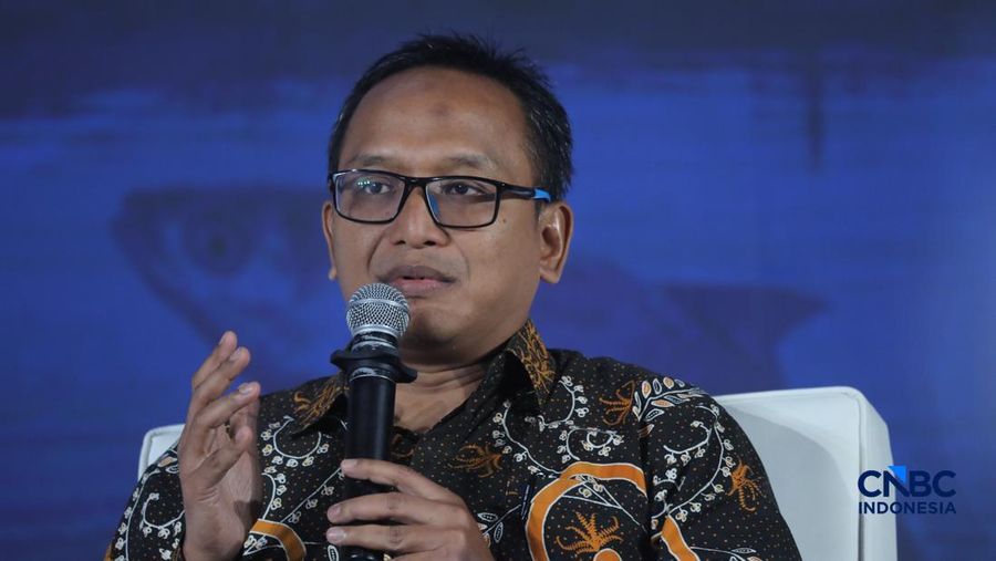 Kepala Biro Perencanaan KKP, Andy Artha Donny Oktopura sebagai dalam acara CNBC Indonesia Food Summit 2026, di Menara Bank Mega, Jakarta, Senin, 27/4. (CNBC Indonesia/Tri Susilo)