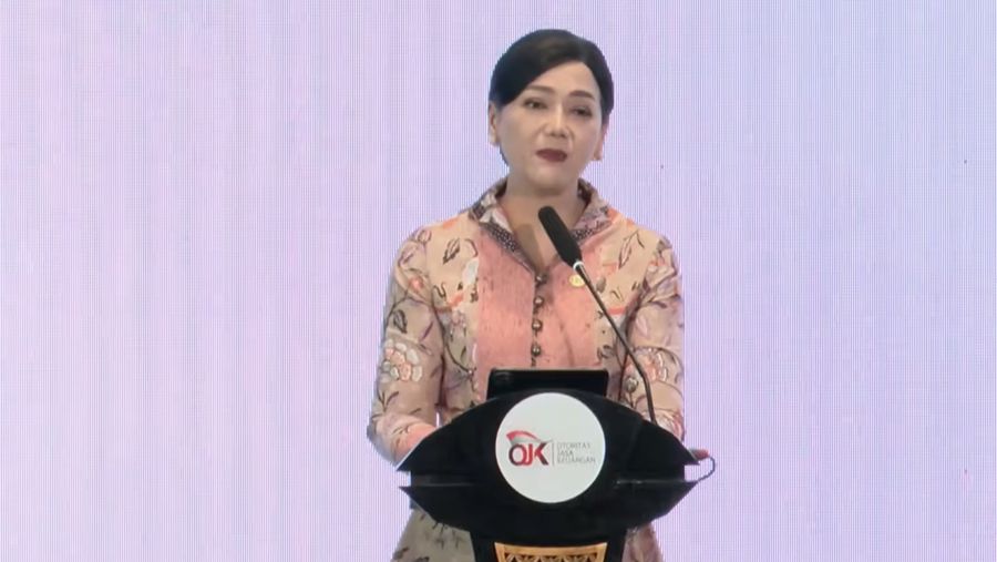 Ketua Dewan Komisioner OJK, Friderica Widyasari Dewi dalam acara Peresmian Program Investasi Terencana dan Berkala (PINTAR) Reksa Dana. (YouTube/OJK)