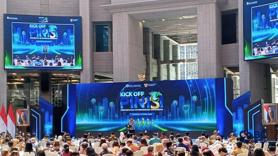 Menko Perekonomian, Airlangga Hartarto dalam diskusi Percepatan Intermediasi Indonesia (PINISI) di Grha Bhasvara Icchana, kantor pusat BI, Jakarta Pusat. (CNBC Indonesia/Robertus)