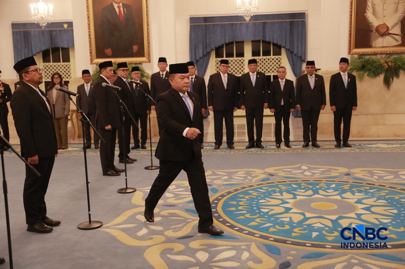 Pelantikan Pejabat Negara/Pemerintah oleh Presiden RI Prabowo Subianto. (CNBC Indonesia/Muhammad Sabki)