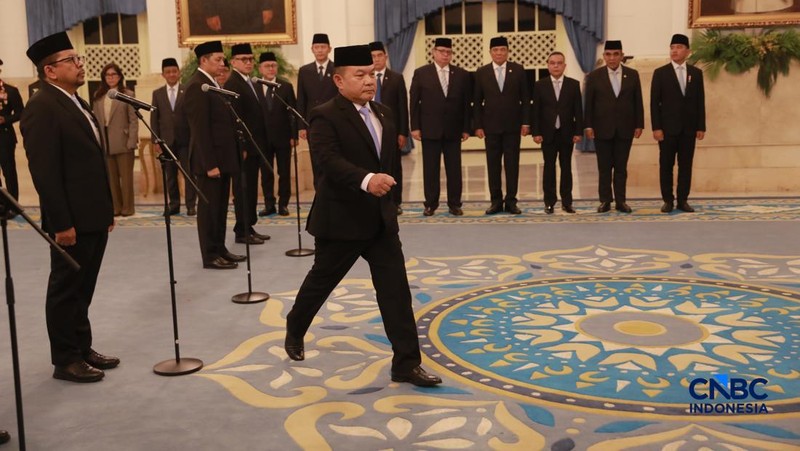 Pelantikan Pejabat Negara/Pemerintah oleh Presiden RI, Istana Negara, Jakarta, Senin (27/4/2026). (CNBC Indonesia/Muhammad Sabki)