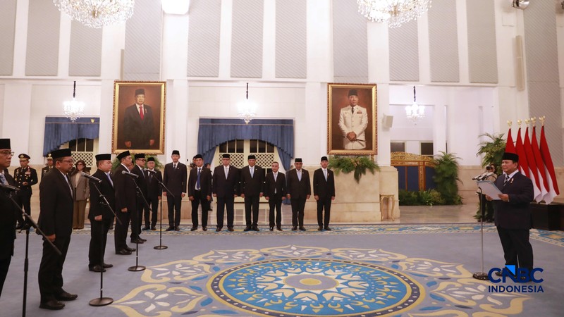 Pelantikan Pejabat Negara/Pemerintah oleh Presiden RI Prabowo Subianto. (CNBC Indonesia/Muhammad Sabki)