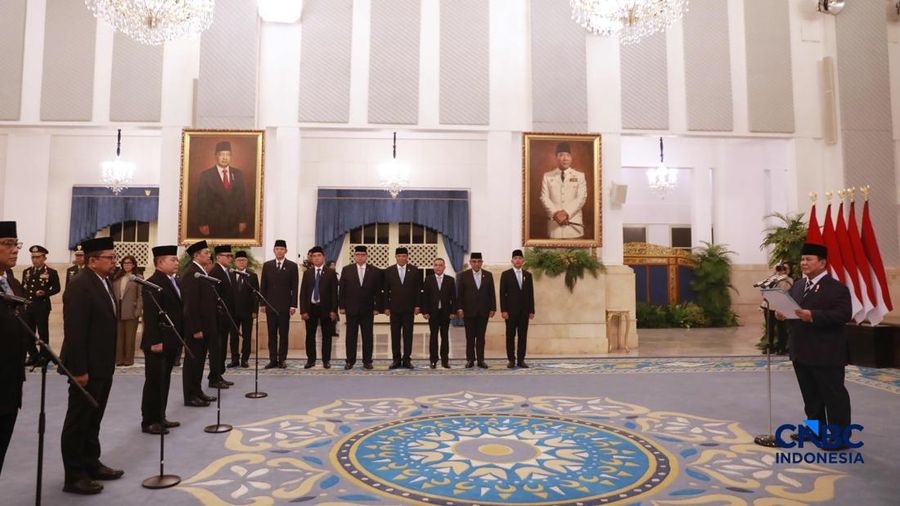 Pelantikan Pejabat Negara/Pemerintah oleh Presiden RI Prabowo Subianto. (CNBC Indonesia/Muhammad Sabki)