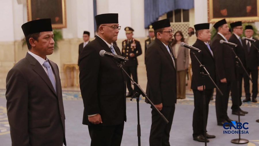 Pelantikan Pejabat Negara/Pemerintah oleh Presiden RI Prabowo Subianto. (CNBC Indonesia/Muhammad Sabki)