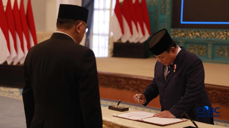 Pelantikan Pejabat Negara/Pemerintah oleh Presiden RI Prabowo Subianto. (CNBC Indonesia/Muhammad Sabki)