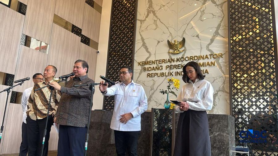 Konferensi Pers terkait Percepatan Program Pemerintah untuk Mendukung Peningkatan Pertumbuhan Ekonomi. (CNBC Indonesia/Zahwa Madjid)