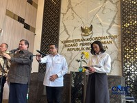 Konferensi Pers terkait Percepatan Program Pemerintah untuk Mendukung Peningkatan Pertumbuhan Ekonomi. (CNBC Indonesia/Zahwa Madjid)