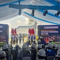 Acara peresmian groundbreaking Proyek Hilirisasi Fase ke-2 pengembangan batu bara menjadi Dimethyl Ether (DME) di Kawasan Industri Bukit Asam PTBA di Tanjung Enim, Sumatra Selatan, Rabu (29/4/2026). (CNBC Indonesoa/Verda Nano Setiawan)
