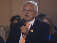 Dewan Pengawas Asosiasi Penambang Nikel Indonesia, Djoko Widajatno menyampaikan pemaparan dalam acara EV Transition in Mining Industry Outlook 2026 di Jakarta, Rabu (29/4/2026). (CNBC Indonesia/Tri Susilo)