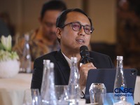 Direktur industri permesinan dan alat mesin pertanian/IMPM Kemenperin Solehan dalam acara EV Transition in Mining Industry Outlook 2026 di Jakarta, Rabu (29/4/2026). (CNBC Indonesia/Tri Susilo)
