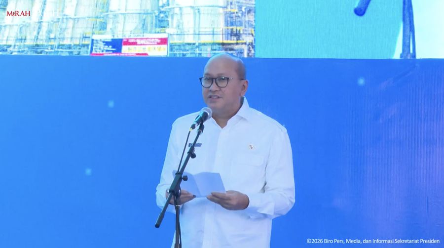 Menteri Investasi/Kepala Badan Koordinasi Penanaman Modal (BKPM) sekaligus CEO Danantara, Rosan Roeslani saat menyampaikan paparan Groundbreaking 13 Proyek Hilirisasi Nasional Tahap II, Cilacap, Rabu (29/4/2026). (Tangkapan Layar Youtube/Sekretariat