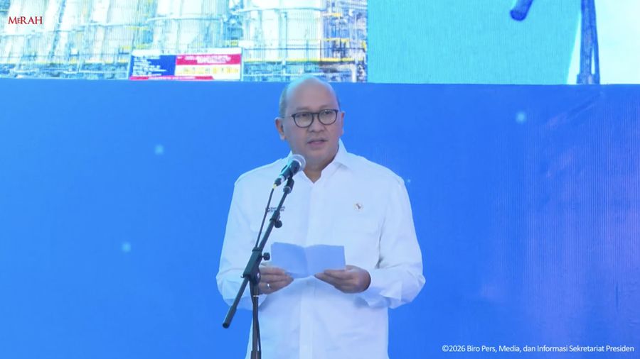 Menteri Investasi/Kepala Badan Koordinasi Penanaman Modal (BKPM) sekaligus CEO Danantara, Rosan Roeslani saat menyampaikan paparan Groundbreaking 13 Proyek Hilirisasi Nasional Tahap II, Cilacap, Rabu (29/4/2026). (Tangkapan Layar Youtube/Sekretariat