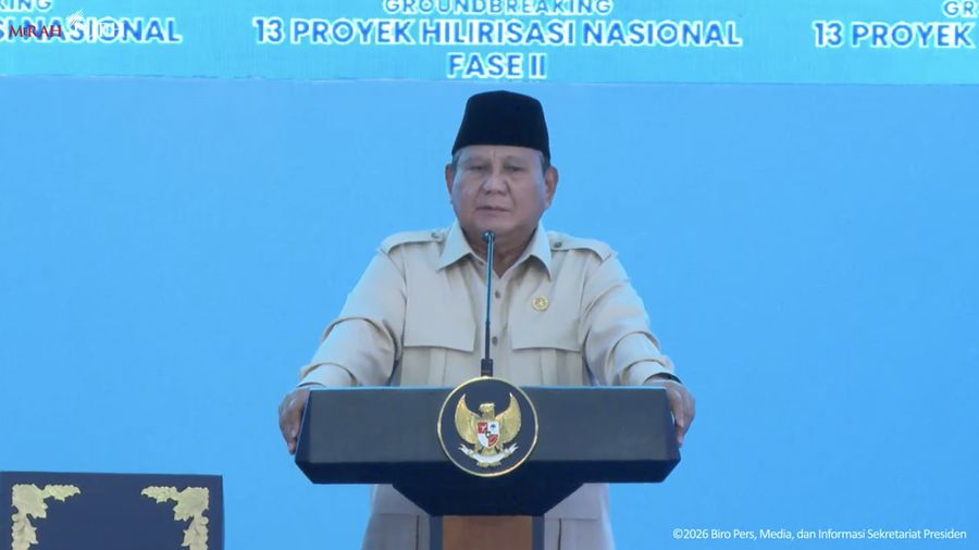 Presiden Prabowo Subianto menyampaikan sambutan dalam Groundbreaking 13 Proyek Hilirisasi Nasional Tahap II, Cilacap, Rabu (29/4/2026). (Tangkapan Layar Youtube/Sekretariat Presiden)