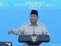 Presiden Prabowo Subianto menyampaikan sambutan dalam Groundbreaking 13 Proyek Hilirisasi Nasional Tahap II, Cilacap, Rabu (29/4/2026). (Tangkapan Layar Youtube/Sekretariat Presiden)