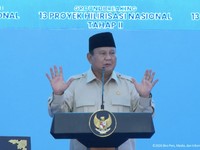 Presiden Prabowo Subianto menyampaikan sambutan dalam Groundbreaking 13 Proyek Hilirisasi Nasional Tahap II, Cilacap, Rabu (29/4/2026). (Tangkapan Layar Youtube/Sekretariat Presiden)
