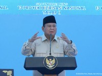 Presiden Prabowo Subianto menyampaikan sambutan dalam Groundbreaking 13 Proyek Hilirisasi Nasional Tahap II, Cilacap, Rabu (29/4/2026). (Tangkapan Layar Youtube/Sekretariat Presiden)