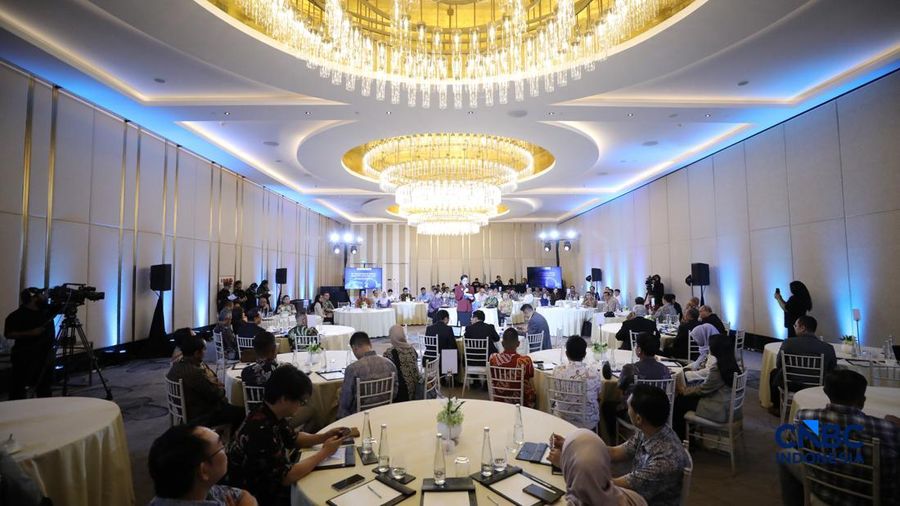 Suasana acara EV Transition in Mining Industry Outlook 2026 di Jakarta, Rabu (29/4/2026). (CNBC Indonesia/Tri Susilo)