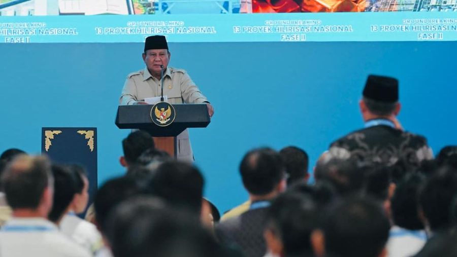Presiden Prabowo Subianto dalam acara groundbreaking proyek hilirisasi nasional tahap II di Refinery Unit IV Cilacap, Jawa Tengah, pada Rabu, 29 April 2026 (Dok Istimewa).