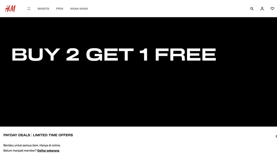 Promo Buy 2 Get 1 H&M Indonesia. (Dok. H&M Indonesia)