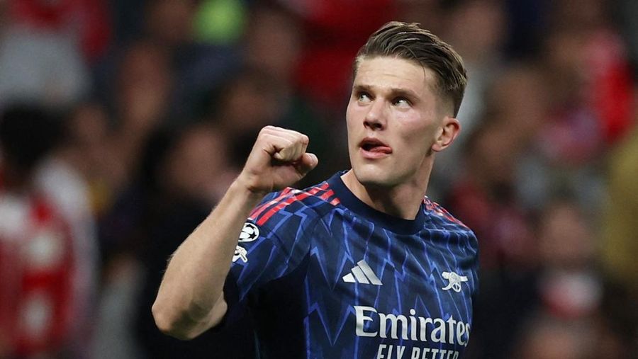 Viktor Gyokeres merayakan gol pertama Arsenal saat menghadapi Atletico Madrid pada leg pertama semifinal Liga Champions UEFA di Riyadh Air Metropolitano, Rabu (29/4/2026).