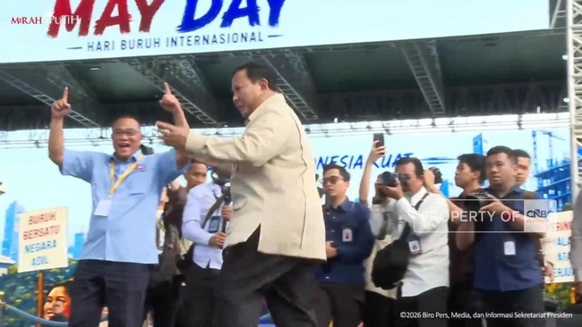 Video: Momen Prabowo Joget Silat Saat Hadiri May Day di Monas