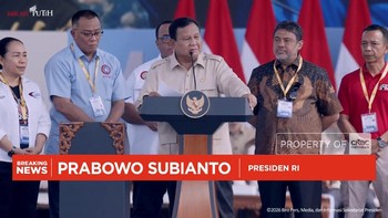 Presiden Prabowo Subianto menghadiri puncak peringatan Hari Buruh Internasional di Monas, Jakarta Pusat, Jumat (1/5/2026).