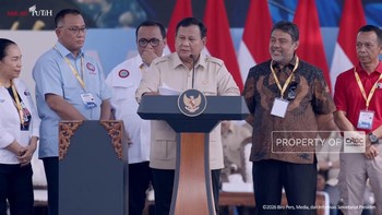 Presiden Prabowo Subianto menghadiri puncak peringatan Hari Buruh Internasional di Monas, Jakarta Pusat, Jumat (1/5/2026).