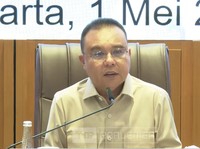 Wakil Ketua DPR RI, Sufmi Dasco Ahmad saat menerima Peserta Unjuk Rasa Hari Buruh di Komplek Parlemen, Jakarta, Jumat (1/5/2026). (Tangkapan Layar Youtube/TVR Parlemen)