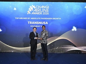 Jumlah Penumpang Melonjak, TransNusa Raih Changi Airline Awards 2026