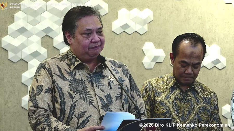 Menko Perekonomian Airlangga Hartarto dalam Konferensi Pers Pertumbuhan PDB TW-1 Tahun 2026. (Tangkapan Layar Youtube)