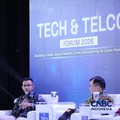 Cyber Security Consultant, Sangfor Technologies Indonesia, Akhmad Rezha saat menyampaikan pemaparan dalam Tech & Telco Forum 2026 di Jakarta, Rabu (6/5/2026). (CNBC Indonesia/Tri Susilo)