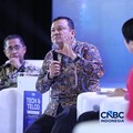 Director General of Digital Ecosystem, Ministry of Communication and Digital Affairs, Republic of Indonesia, Edwin Hidayat Abdullah saat menyampaikan pemaparan dalam Tech & Telco Forum 2026 di Jakarta, Rabu (6/5/2026). (CNBC Indonesia/Tri Susilo)