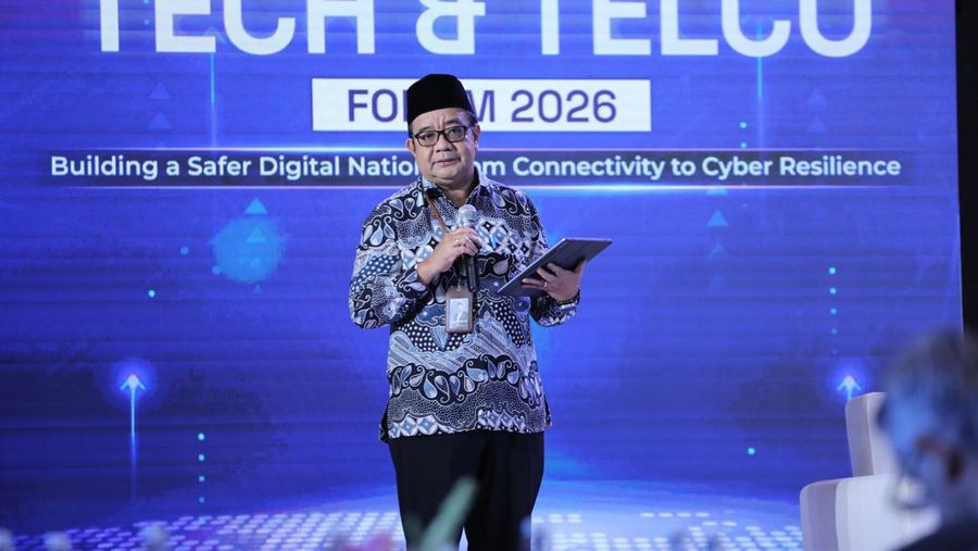 Direktur Guru Pendidikan Menengah dan Pendidikan Khusus Arif Jamali saat menyampaikan pemaparan dalam Tech & Telco Forum 2026 di Jakarta, Rabu (6/5/2026). (CNBC Indonesia/Tri Susilo)