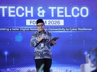 Direktur Guru Pendidikan Menengah dan Pendidikan Khusus Arif Jamali saat menyampaikan pemaparan dalam Tech & Telco Forum 2026 di Jakarta, Rabu (6/5/2026). (CNBC Indonesia/Tri Susilo)