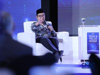 Direktur Guru Pendidikan Menengah dan Pendidikan Khusus Arif Jamali saat menyampaikan pemaparan dalam Tech & Telco Forum 2026 di Jakarta, Rabu (6/5/2026). (CNBC Indonesia/Tri Susilo)