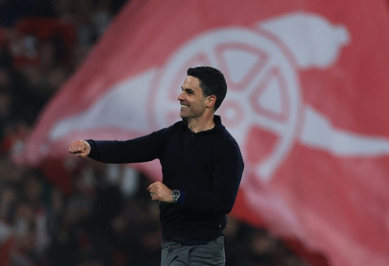 Soccer Football - UEFA Champions League - Semi Final - Second Leg - Arsenal v Atletico Madrid - Emirates Stadium, London, Britain - May 5, 2026
Arsenal fans display a tifo before the match REUTERS/Dylan Martinez     TPX IMAGES OF THE DAY
