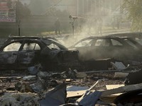 A site of a Russian air strike, amid Russia's attack on Ukraine, in Zaporizhzhia, Ukraine May 5, 2026. Picture taken with a mobile phone. REUTERS/Serhii Chalyi
