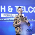 VP IT Digital Strategy & Performance, PT Telkom Indonesia (Persero) Tbk, Jokoadi Wibowo saat menyampaikan pemaparan dalam Tech & Telco Forum 2026 di Jakarta, Rabu (6/5/2026). (CNBC Indonesia/Tri Susilo)
