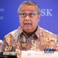 Gubernur Bank Indonesia, Perry Warjiyo menyampaikan pemaparan saat konferensi pers hasil rapat berkala KSSK tahun 2026 di Bank Indonesia, Jakarta, Kamis (7/5/2026). (CNBC Indonesia/Faisal Rahman)