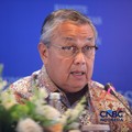 Gubernur BI Perry Warjiyo menyampaikan pemaparan saat konferensi pers hasil rapat berkala KSSK tahun 2026. (CNBC Indonesia/Faisal Rahman)