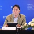 Menteri Keuangan (Menkeu), Purbaya Yudhi Sadewa menyampaikan pemaparan saat konferensi pers hasil rapat berkala KSSK tahun 2026 di Bank Indonesia, Jakarta, Kamis (7/5/2026). (CNBC Indonesia/Faisal Rahman)