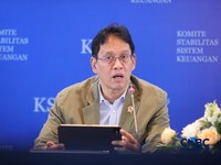 Menteri Keuangan (Menkeu), Purbaya Yudhi Sadewa menyampaikan pemaparan saat konferensi pers hasil rapat berkala KSSK tahun 2026 di Bank Indonesia, Jakarta, Kamis (7/5/2026). (CNBC Indonesia/Faisal Rahman)